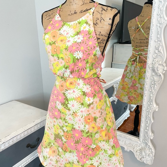 New York Couture Handmade One of a Kind Pastel Daises  *SAMPLE* Mod Dress - Picture 3 of 7